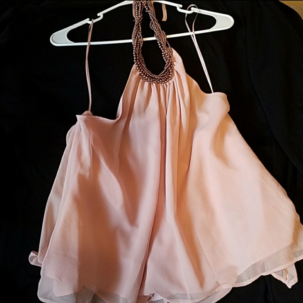 Light pink halter top.